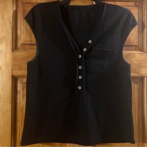 SHEIN Black Sheer Waffle Knit Muscle Tee